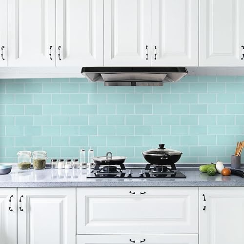 Miniatura 4 de MSUP 10 hojas más gruesas para despegar y pegar para cocina, blanco y negro, azulejos de mármol de 12 x 12 pulgadas, azulejos de pared autoadhesivos