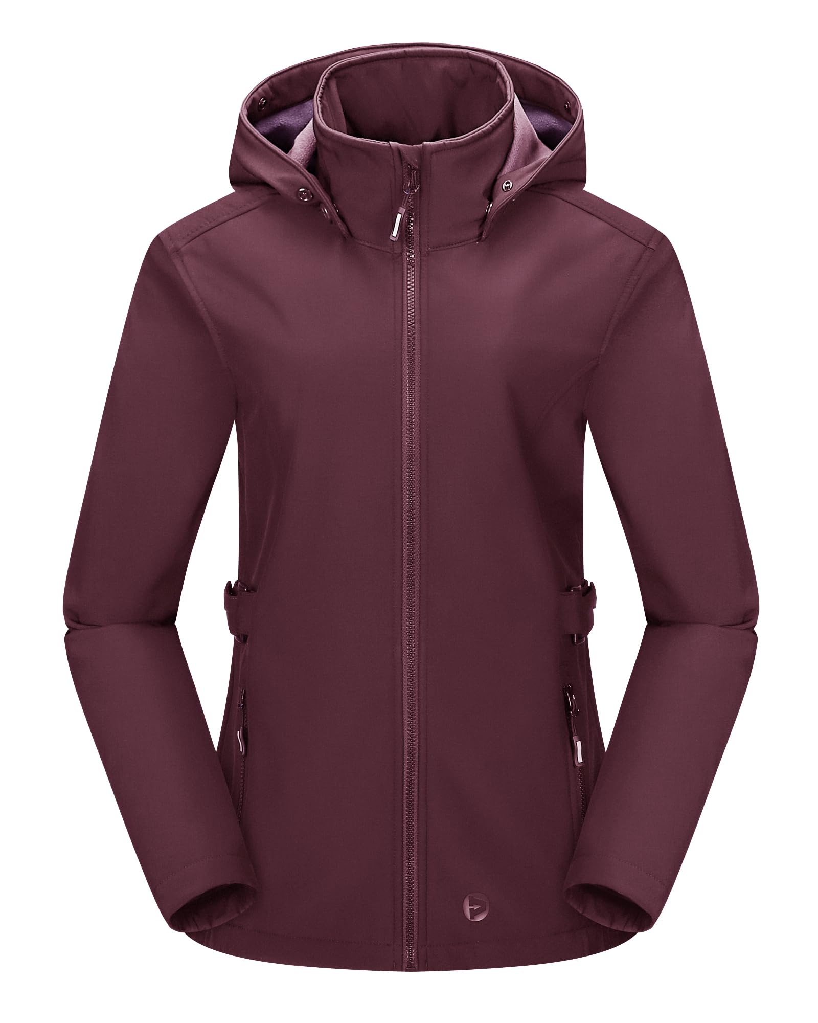Outdoor Ventures Chaqueta softshell para mujer, chaqueta corta con forro, chaqueta funcional impermeable, con capucha desmontable, chubasquero para exteriores, para senderismo, correr, deportes