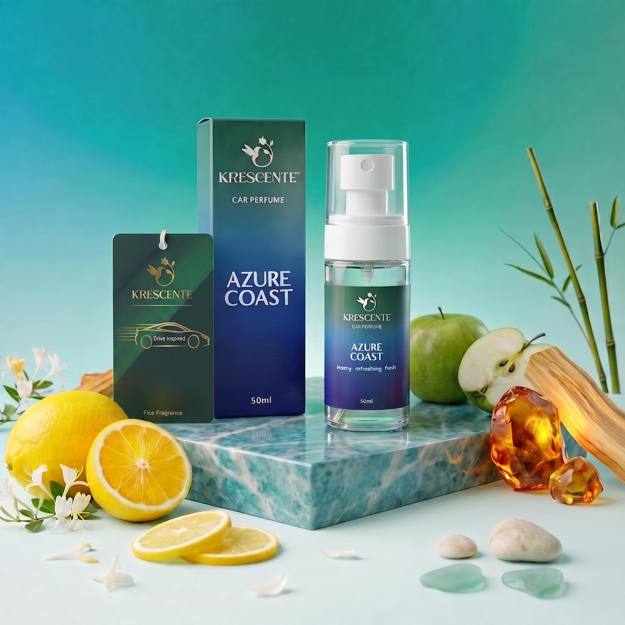 Azure Coast | Luxury Car Perfume – Clean Aquatic Fragrance | Car spray| Car Freshener | Long Lasting Car Perfume | Gas-Free (50ml)-image-19