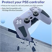 Vista 5 de ECHZOVE PS5 Controller Cover Case – 30th Anniversary Limited Edition Protective Silicone Skin for PlayStation 5 Controller, Anti-Slip, Gris claro