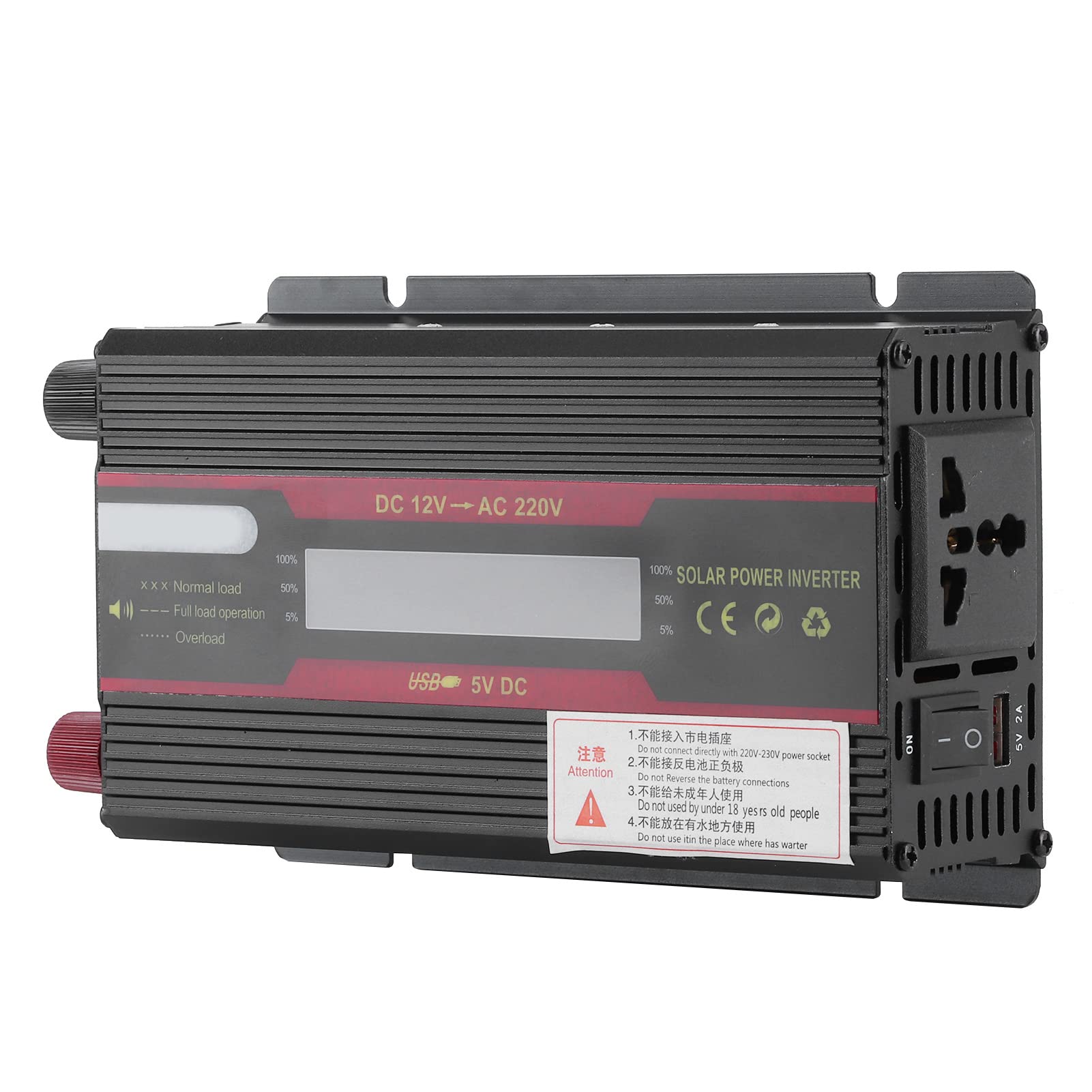 Inversor de Coche, Convertidor de Ondas Sinusoidales Modificadas de Potencia Máxima de 3000W, Pantalla LCD para Accesorios de Viaje y Camping