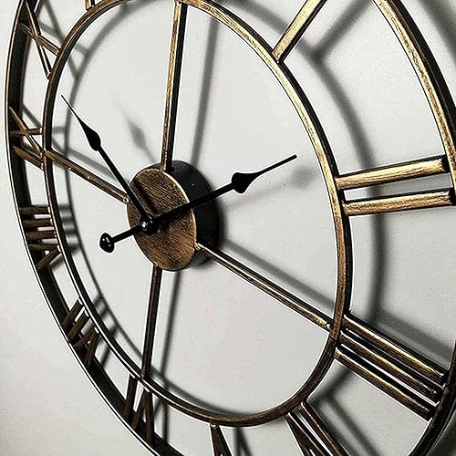 Miniatura 3 de Reloj de pared, reloj para exteriores, reloj de jardín, reloj retro de metal con números romanos, reloj redondo de jardín al aire libre, reloj de