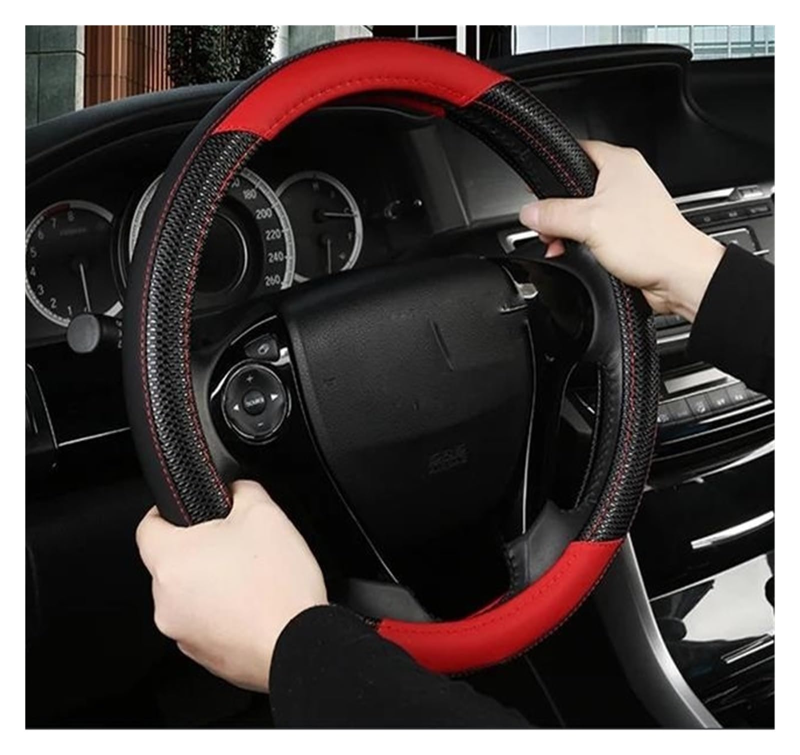 Volantes Funda para Volante Coche Cuero, 38cm, 15 ", para Chevy, para Cruze, para Malibu, para Sail, para Spark, para Captiva, para Equinox Funda Volante(BLVE)