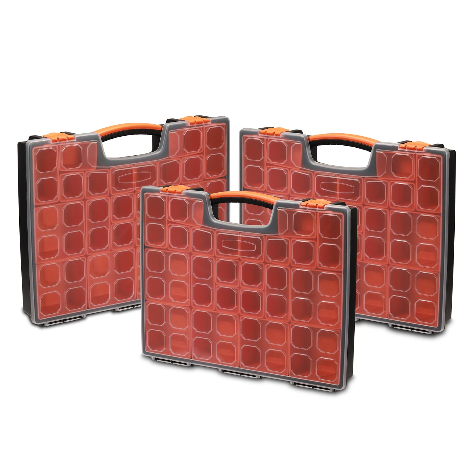 EMENTOL 3PCS Multi-Purpose Portable Organizer Box Set with 72-Removable Compartments, 3 Pieces Professional Boxes with Dimension 16.2"L*13"W*2.3"H