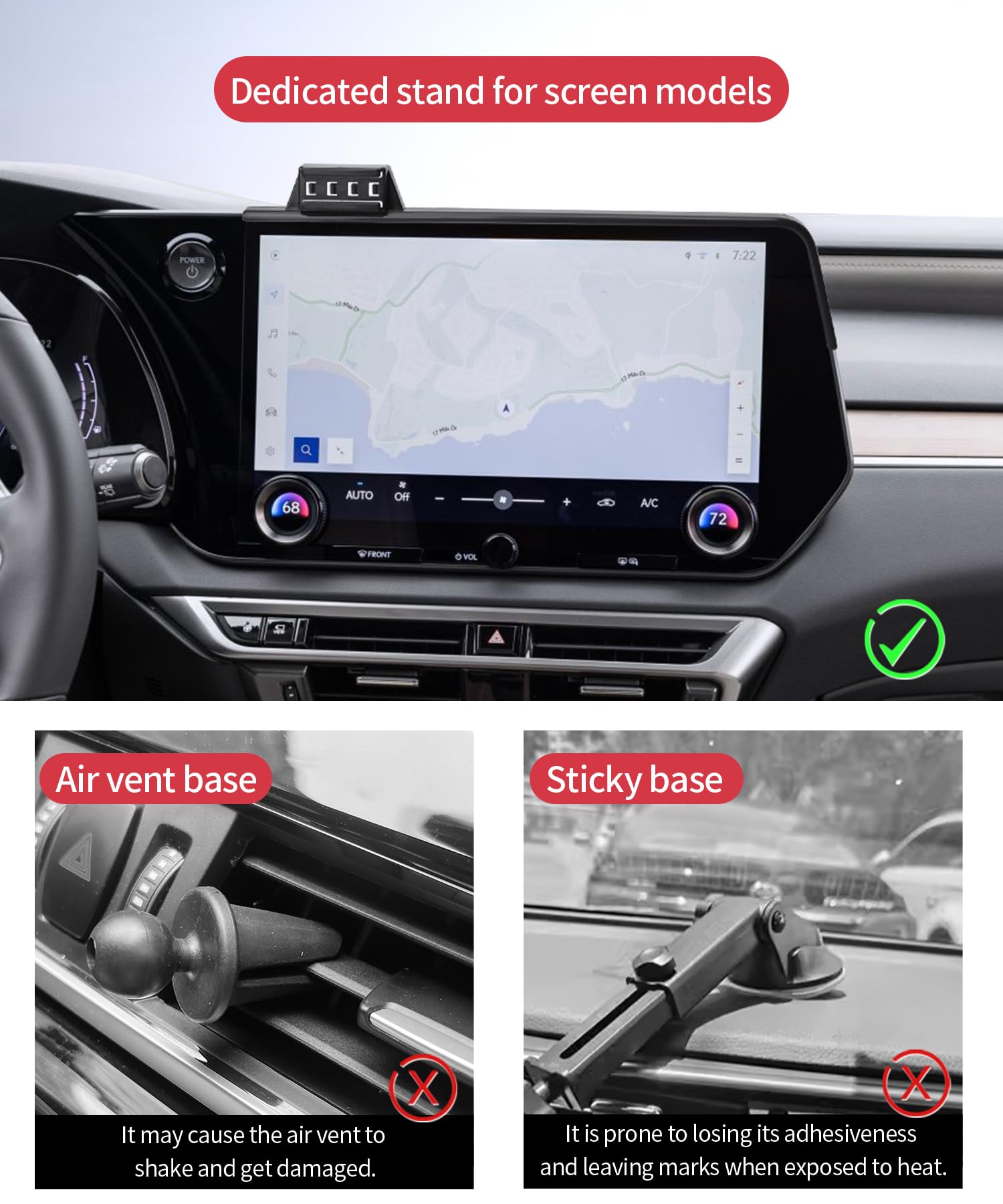 Supporto per telefono per auto per Lexus RX/RX Hybrid 2023-2025, rotazione a 360°, clip fissa per schermo da 14", staffa di navigazione per accessori auto, supporto per cellulare per