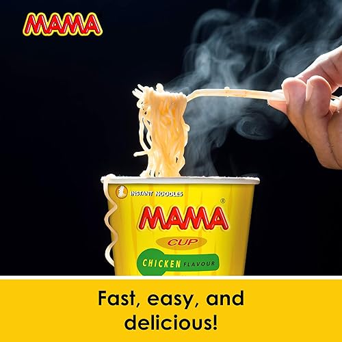 Miniatura 5 de MAMA Fideos instantáneos de pollo con deliciosos sabores tailandeses, fideos calientes y picantes con base de sopa de pollo, sin grasa trans con