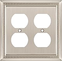 Vista 1 de Henne Bery Sunken Pearls - Placa de pared decorativa resistente para interruptor, cubierta para tomacorrientes (doble dúplex, níquel satinado)