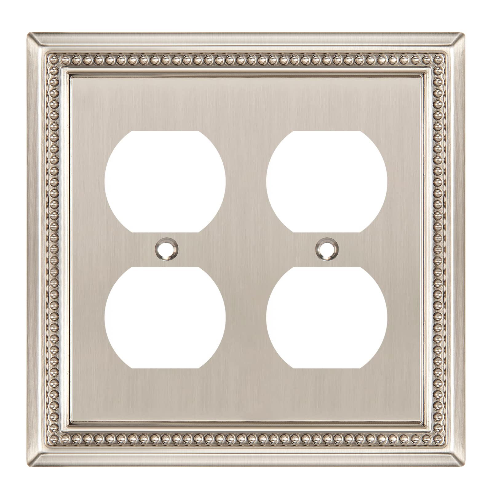 Henne Bery Sunken Pearls Heavy Duty Decorative Wall Plate Switch Plate Outlet Cover (Double Duplex, Satin Nickel)