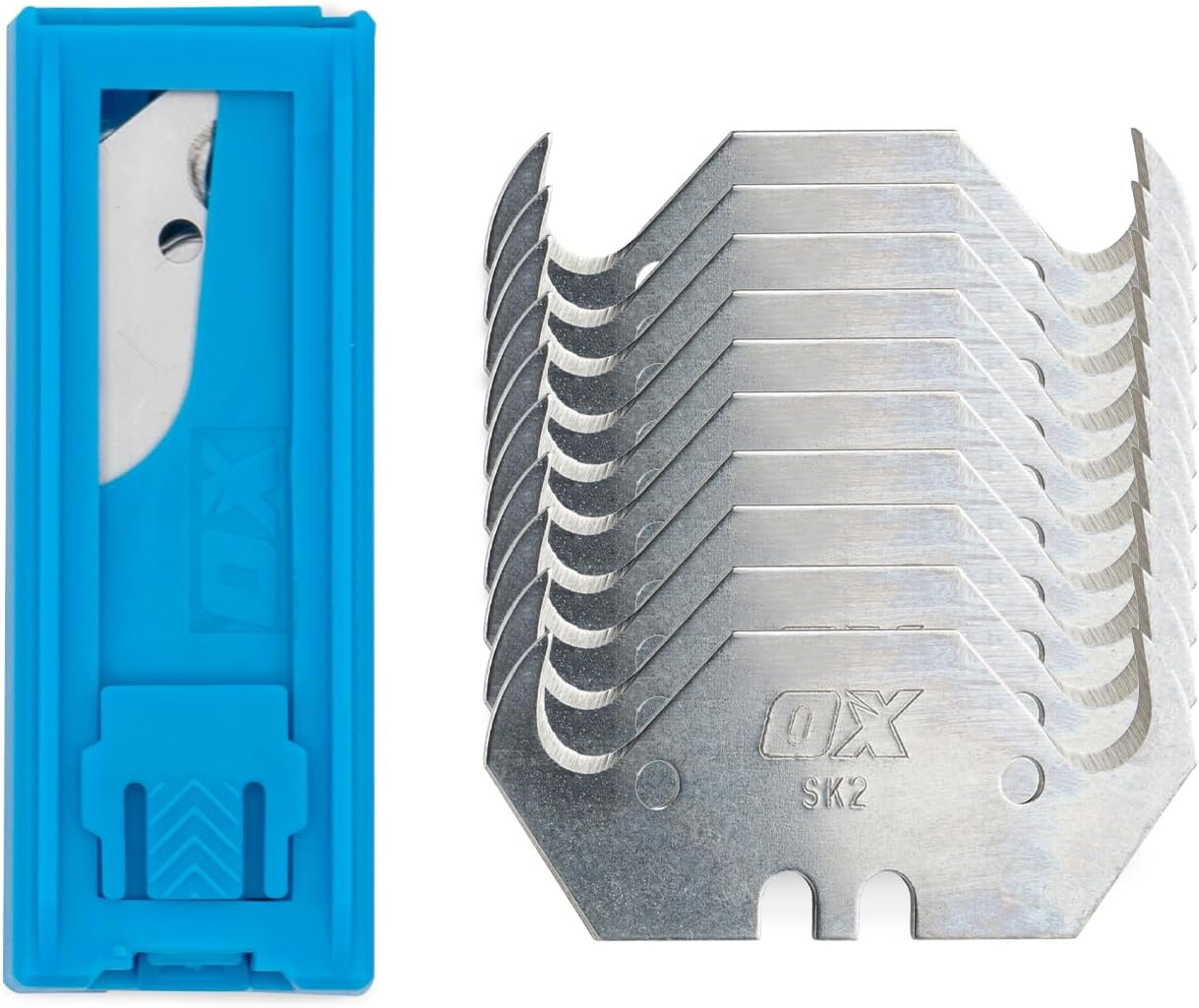OX TOOLS Hooked Utility Knife Blades Pro 10 Pack Heavy Duty Hook Knife Blade & Dispenser