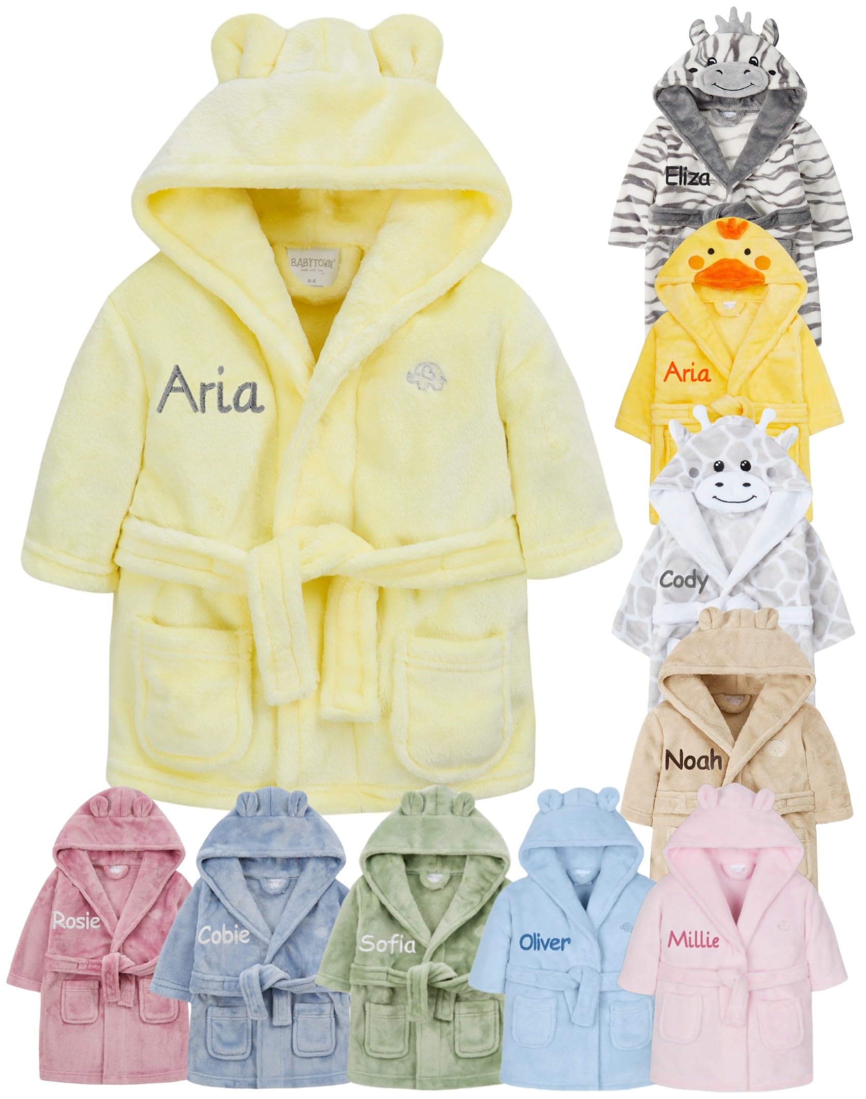 Gembroidery Personalised Baby Bathrobe Hooded Fleece Dressing Gown Super Soft Gifts Bath Robe For Boys Girls Cute Teddy Ears 0-4 Years — view 16