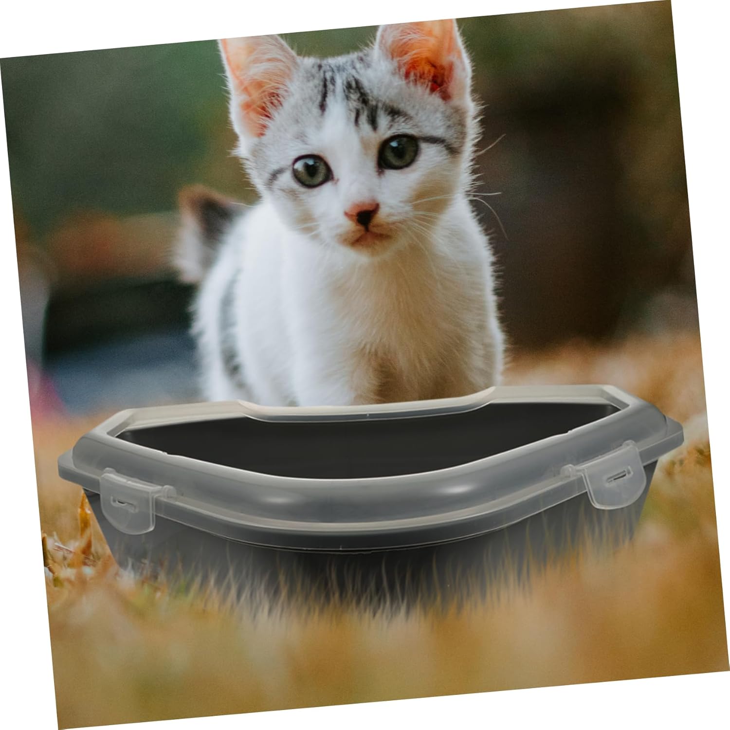 Pet Dog Toilet Cat Litter Tray Large Semi-Enclosed Cat Litter Box Grey - Material Easy Design