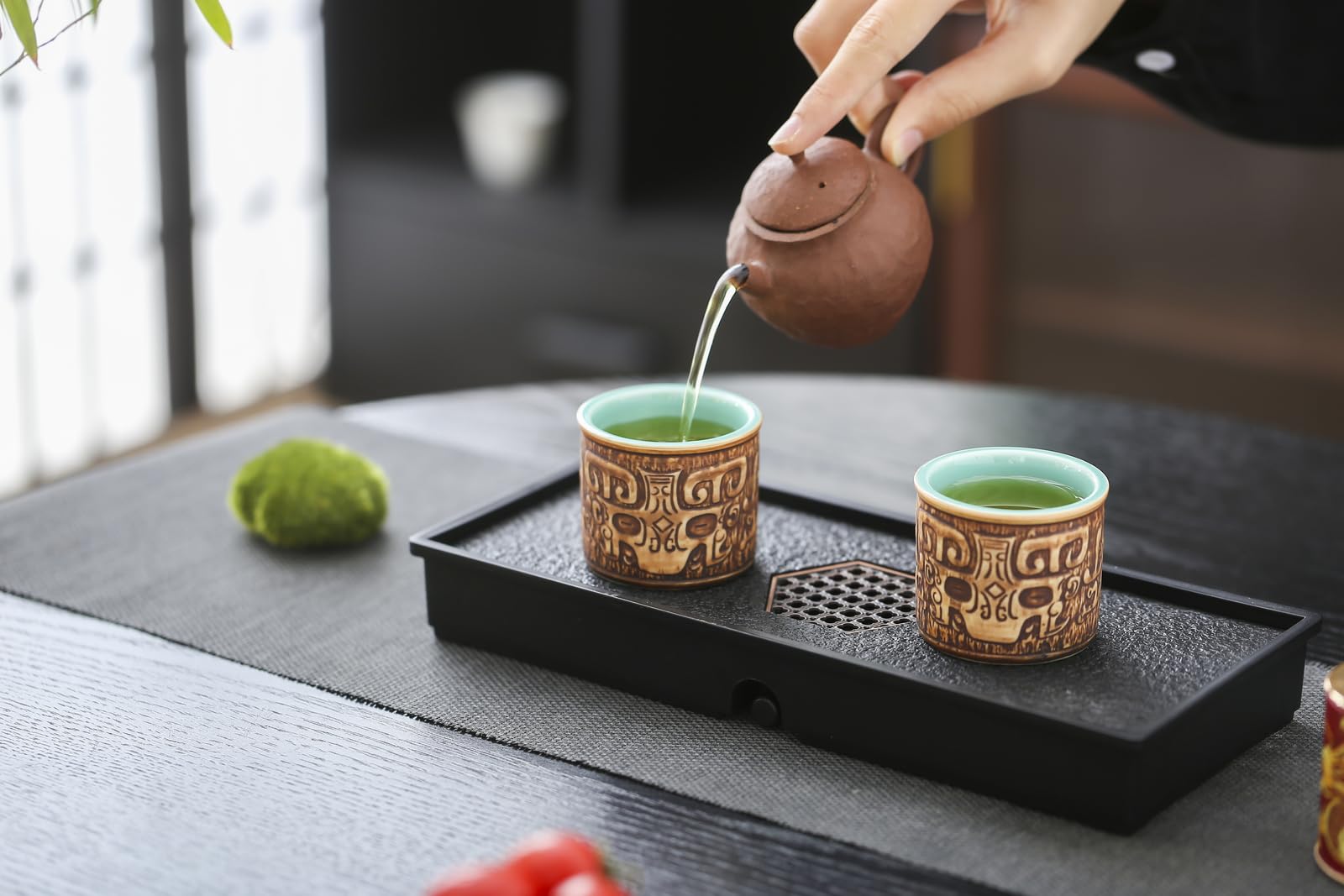 Ceramiczne kubki do espresso, zestaw 2 lub 113-85 ml, do kawy i herbaty, bez uchwytów, trwałe, nadają się do mycia w zmywarce (rustykalny brązowy, 2)