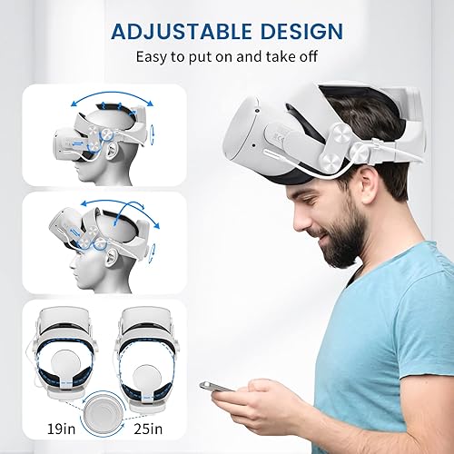 Miniatura 5 de Head Strap with Battery for Quest 2M3 Pro Adjustable Elite Strap with 8000mAh Battery PackExtend Playtime Fast Charging Balance Weight Design