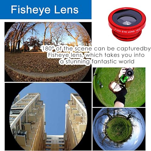 Miniatura 4 de KINGMAS Lente universal 3 en 1 de ojo de pez, lente de clip macro gran angular Kit de lente de cámara para iPad, iPhone, Samsung, Android y la