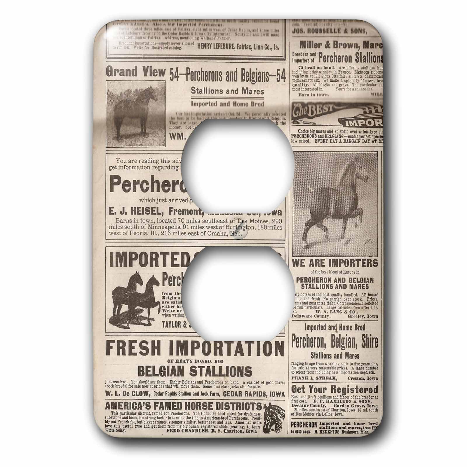 Plaque double prise vintage cheval 1913 finition haut de gamme