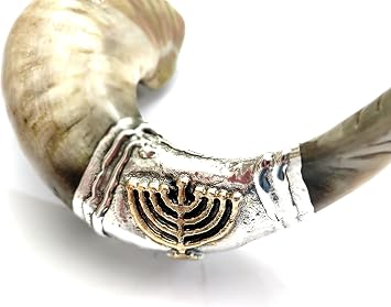 18" Amazing "Shofarot Israel" Jerusalem Menora Silver Plated Rams Horn Shofar + anti odor spray 16