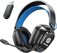 Vista 8 de 2.4GHz Wireless Gaming Headset for PS5/4, PC, Low-Latency Bluetooth Gaming Headphones with Stereo Sound, Noise Canceling Mic, Phantom White Fantasma