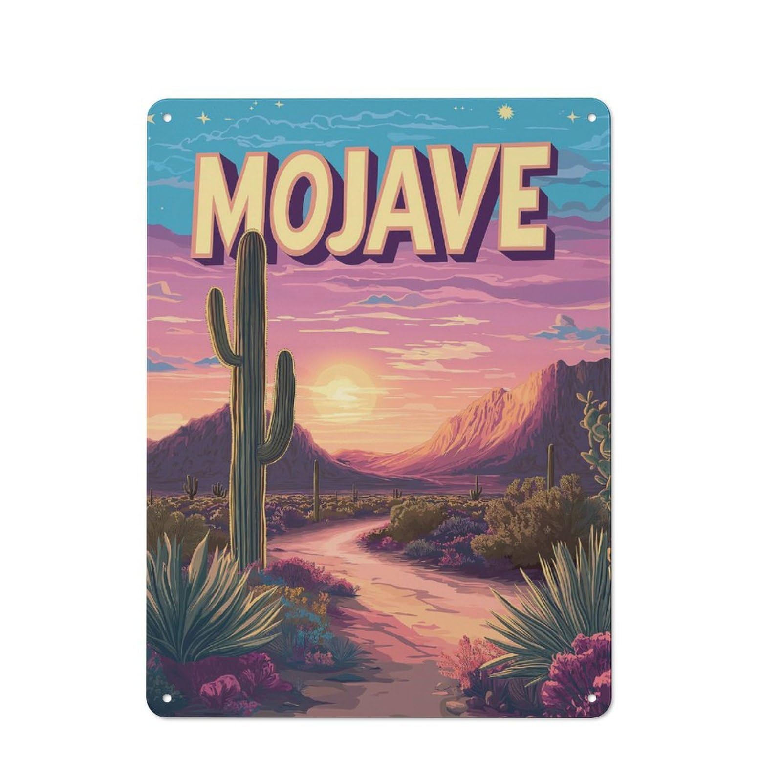 Junmoney Style-3 Mojave Desert Landscape Art Rustic Tin Sign 40X30cm For Pub Or Café, For Collectors Building A Themed Wall Display