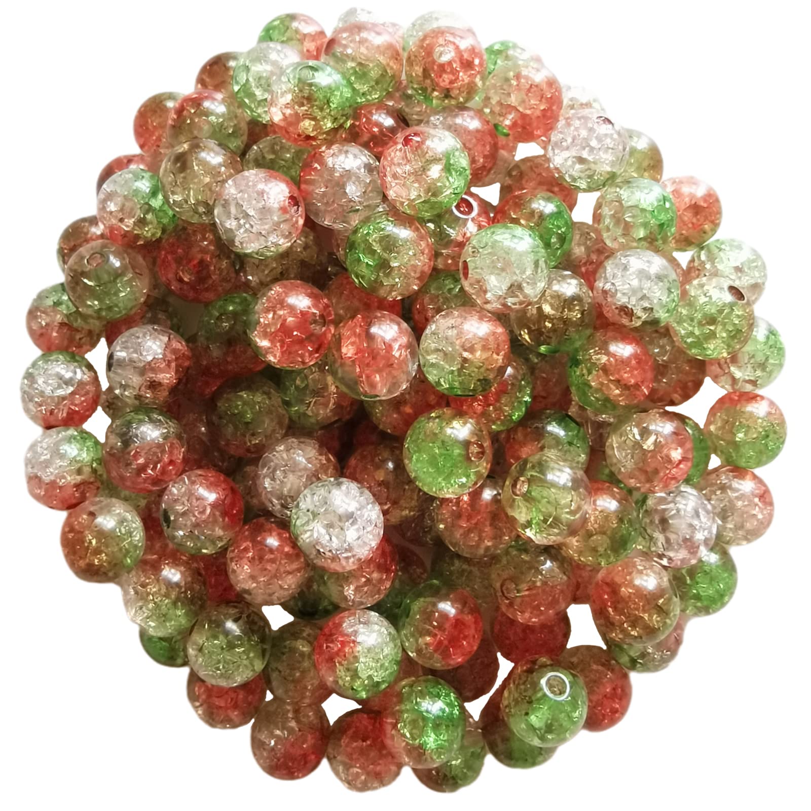 200 PCS 10mm Colored Crystal Crackle Glass Beads - Round Beads For Jewelry Making DIY