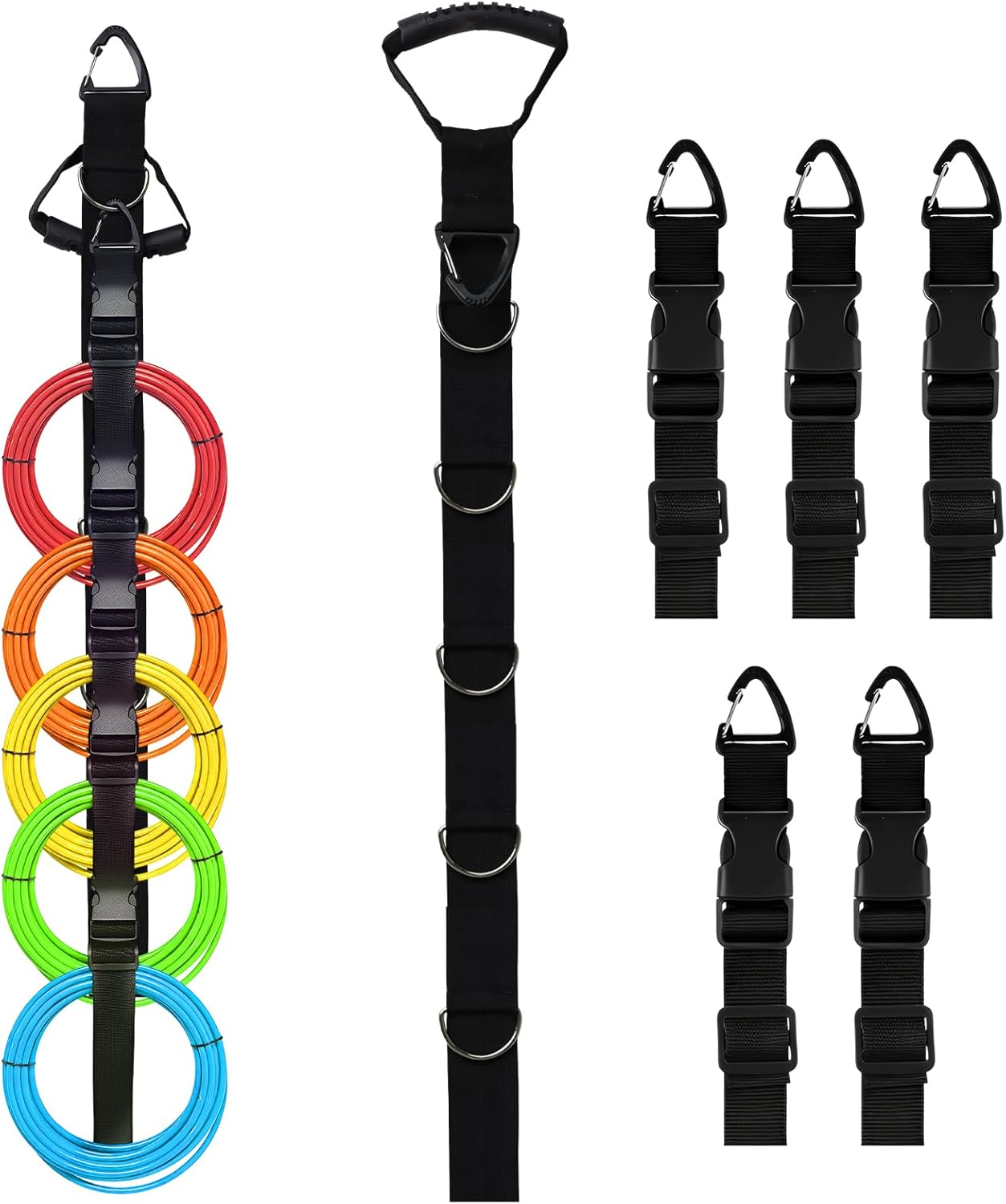 2 Pack Extension Cord Organizer Hanger - Heavy Duty Garage Storage Straps System with 5 Detachable Buckles - 440lb Capacity Wall Mount Holder for Cable, Hose, Rope, Shop & RV Organization (2)