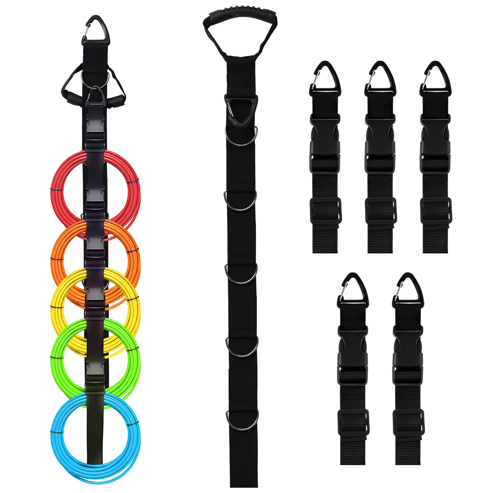 Photo 1 of 1 Pack Extension Cord Organizer Hanger (No Velcro)- Heavy Duty Garage Storage Straps System with 5 Detachable Buckles - 440lb Capacity Wall Mount Holder for Cable, Hose, Rope, Shop & RV Organization