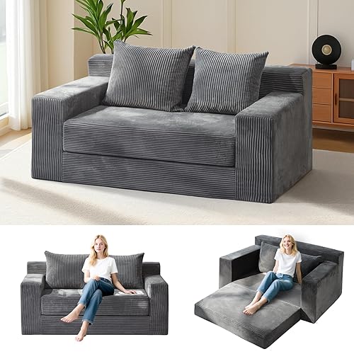 Convertible Sofa Bed, Boneless Couch Loveseat Sleeper, 2 in 1