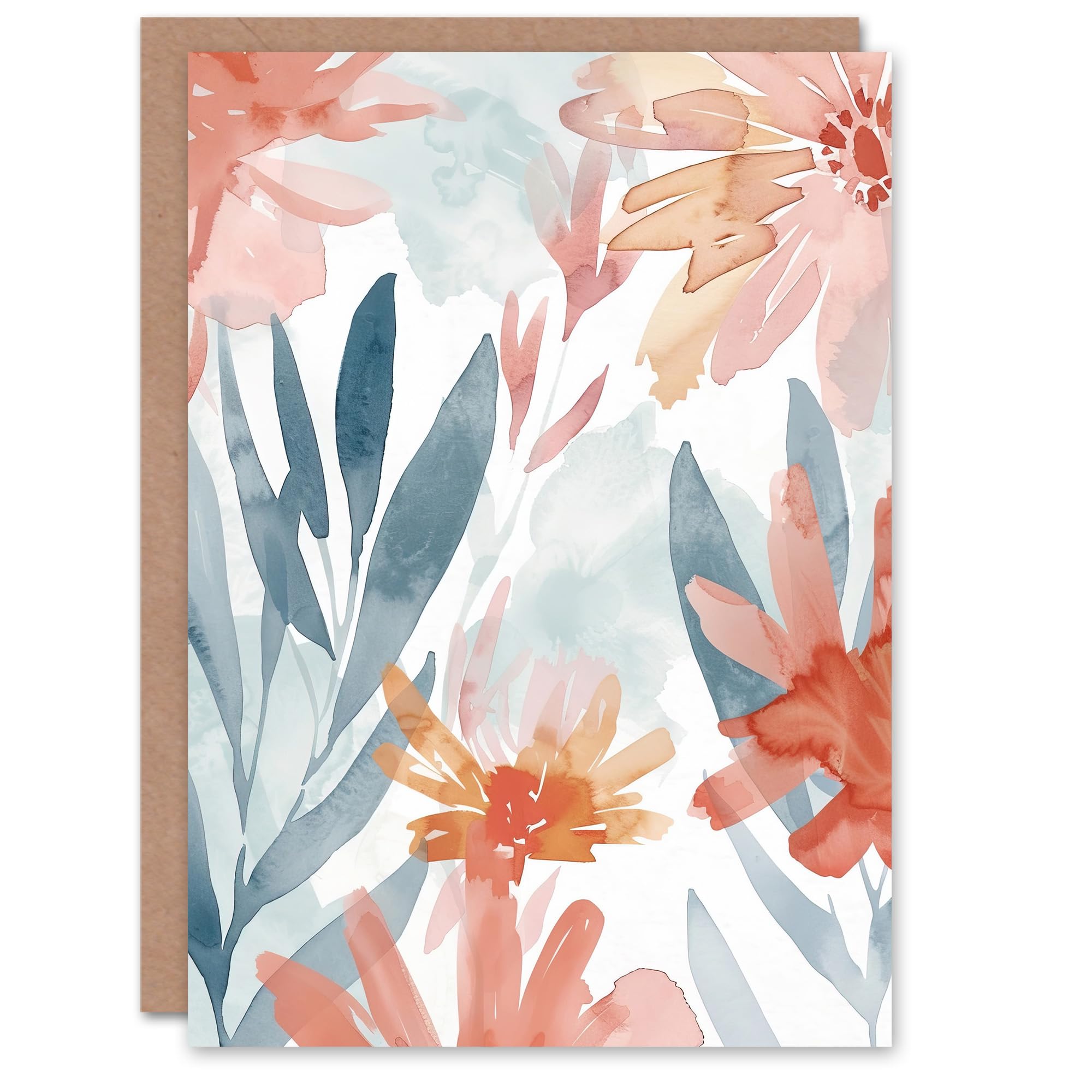 Artery8 - Greeting Card - Aster Flower Garden Watercolour Pastels Boho Birthday