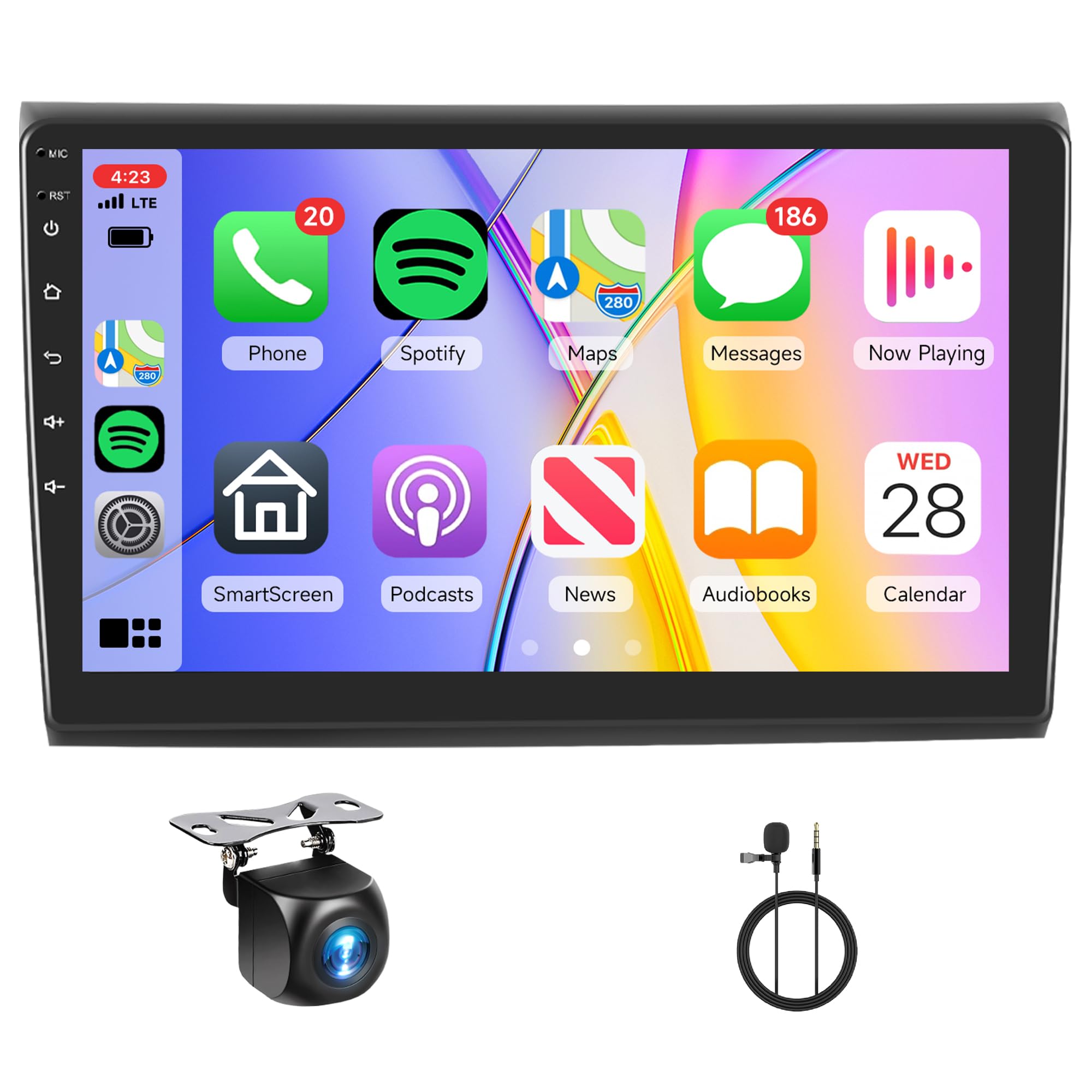 4G+64G Android Radio de Coche para FIAT Bravo 2007-2014 Carplay Wireless 9 Pulgadas HD Bravo Radio con Android Auto Navegación GPS Bluetooth WiFi/FM/RDS/EQ Controles del Volante Cámara Trasera