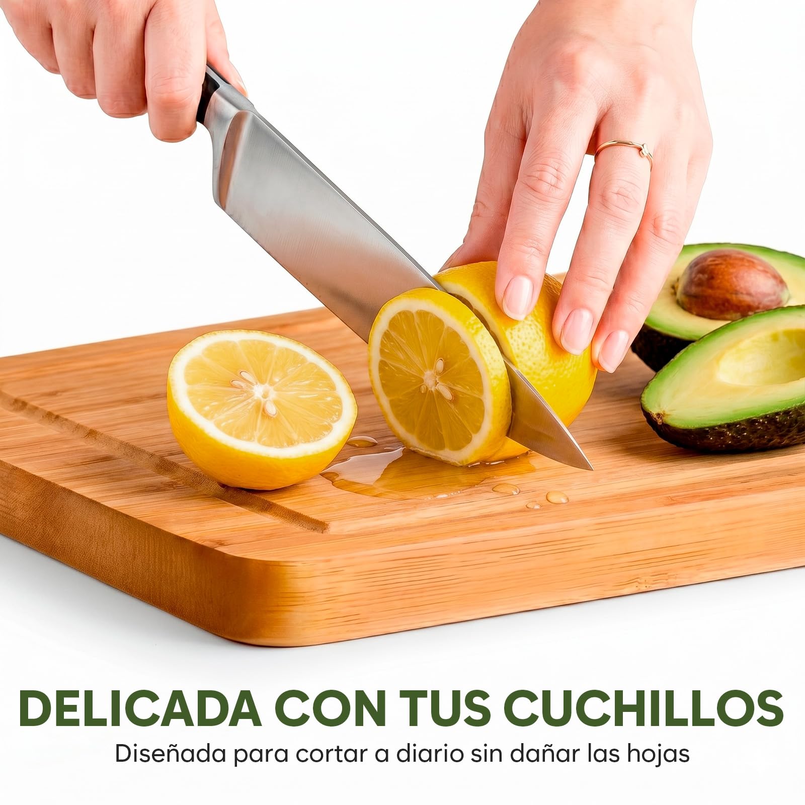 Tabla de Cortar de Bambú Extra Grande - 44.5 x 30 x 1.5 cm Tabla de Madera para Cocina, Bloque de Carnicero con Ranuras para Jugos