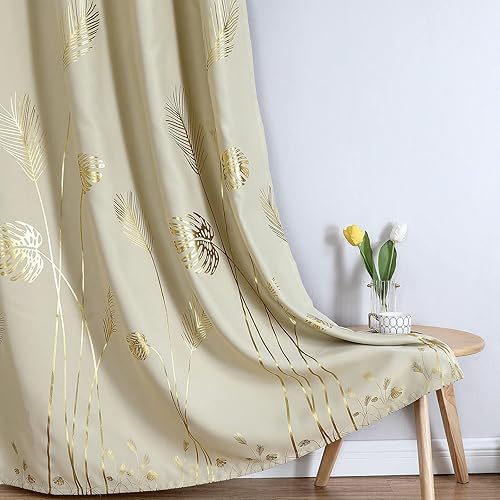 Miniatura 7 de Estelar Textiler Cortinas opacas con hojas de palmera, cortinas de ahorro de energía para oscurecer la habitación, cortinas de ventana para sala, 38