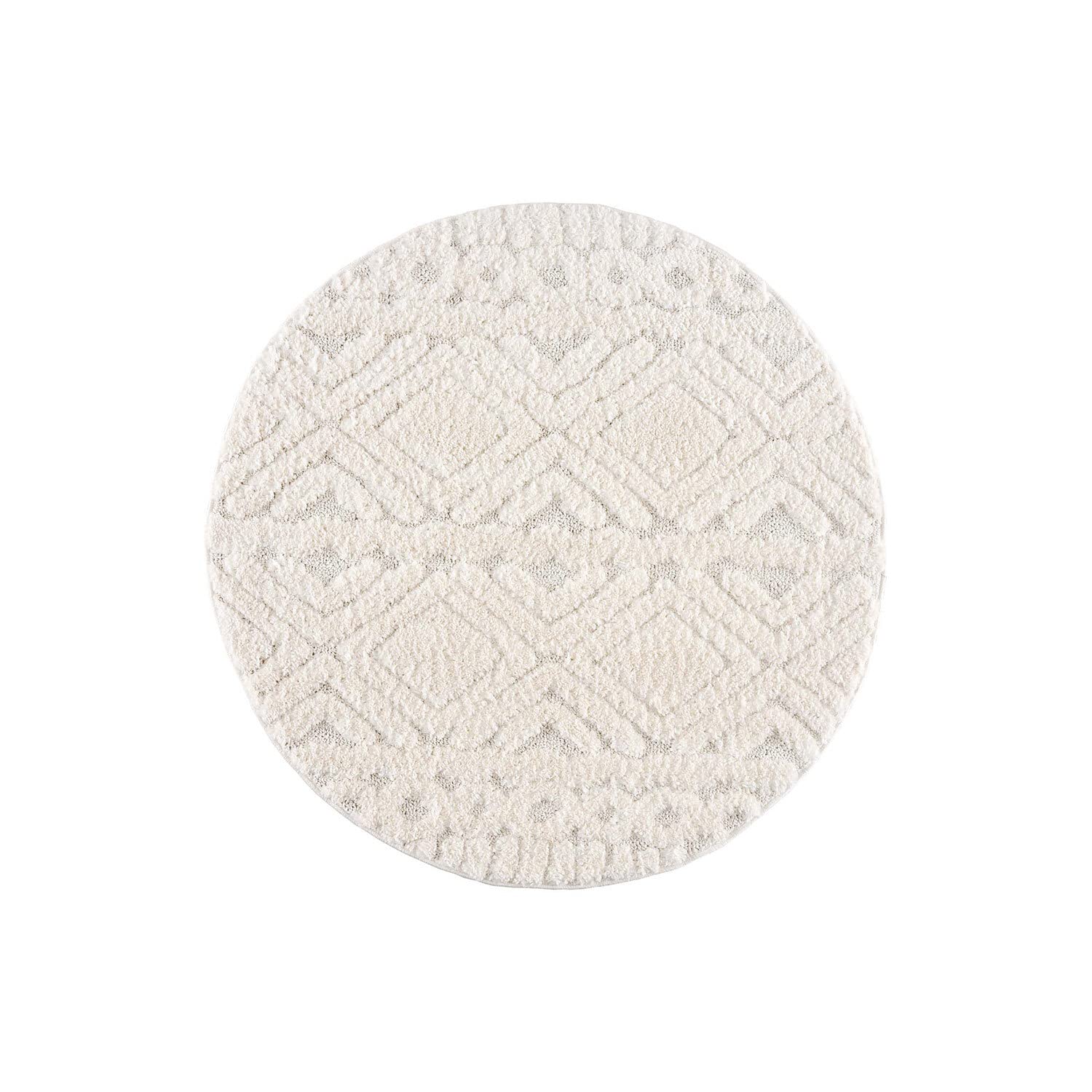 carpet city Shaggy tapijt, hoogpolig, woonkamer, rond, landelijke stijl, effen, crème, hoog-diep, 3D-effect, shaggy tapijt, pluizig, zacht, voor slaapkamer