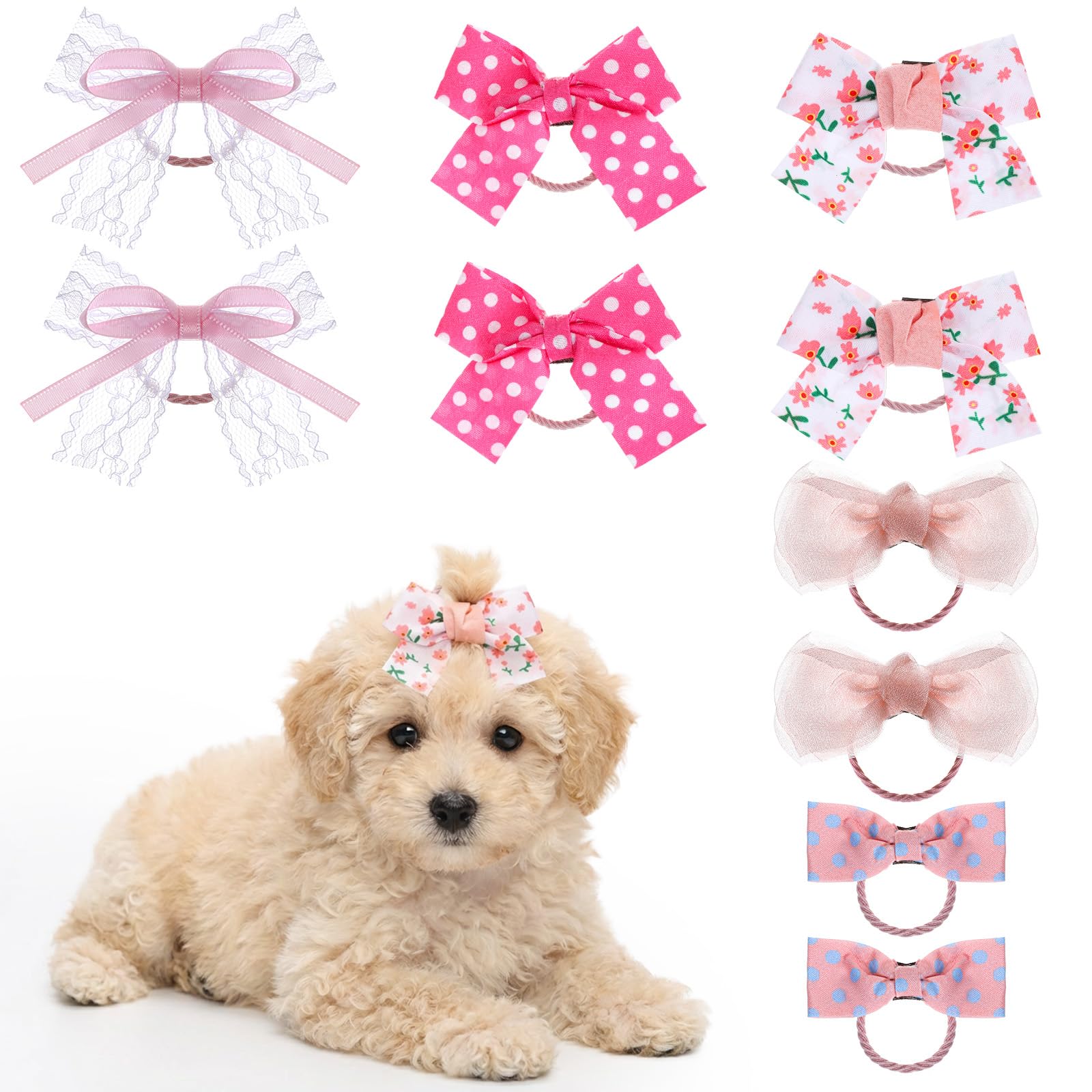 Photo 1 of Matwsec 10PCS Dog Hair Bows Dog Bows for Small Size Dogs Cute Dogs Hair Bow with Rubber Bands for Cat Puppy Small Pet