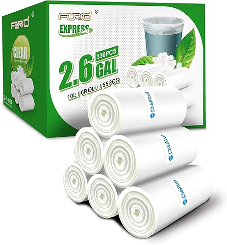 Miniatura 8 de FORID - Bolsas de basura pequeñas transparentes de 2.6 galones, 220 bolsas de basura de plástico para baño, dormitorio, oficina, bote de basura de