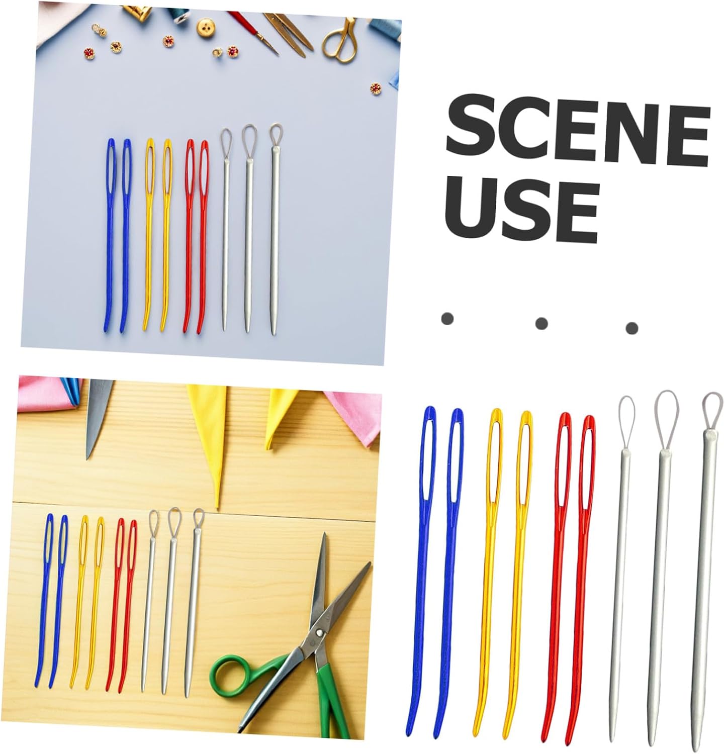 IWOWHERO 9pcs Bent Tip Tapestry Needles Large-Eye Wool Needles for Yarn Embroidery Kit