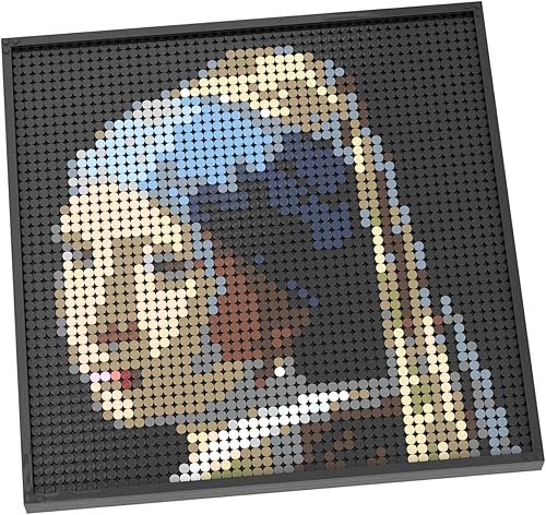 Pixel Brick Art Kit – Girl with a Pearl Earring Inspired Mosaic Wall Art, DIY Bu