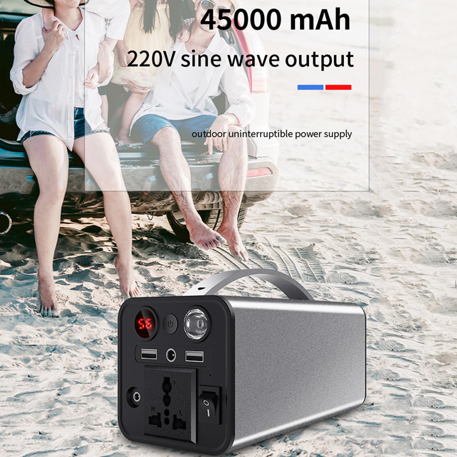 Alimentatore da Esterno da 180 W, Alimentatore Portatile da 220 V, Caricabatterie Multifunzione, Adatto per Campeggio, Viaggi e attività all'aperto, Nero