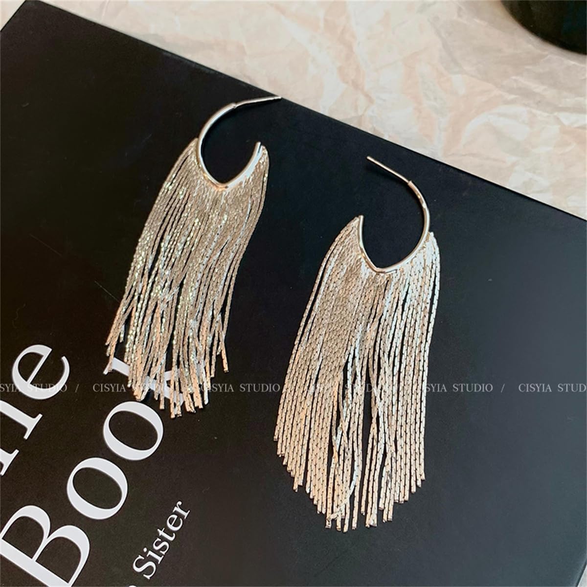 Boho Linear Tassel Drop Dangling Earrings For Women,Long Formal Country Bohemian Fringe Chain Chandelier Prom Statement Trendy Earrings For Party Prom - Image 5