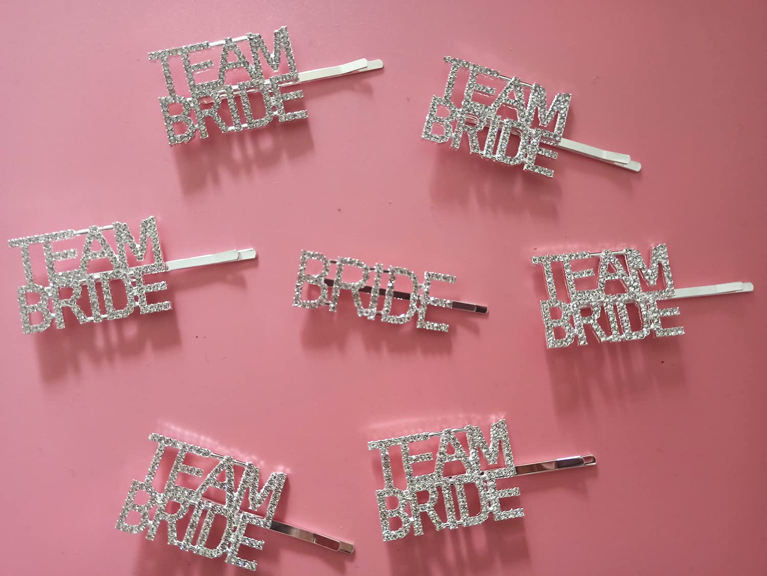 Bride Hair Clip 7pcs Team Bride Barrettes for Weddings Hen Party Gift Bridesmaid Boxes (Silver), Gold,Silver