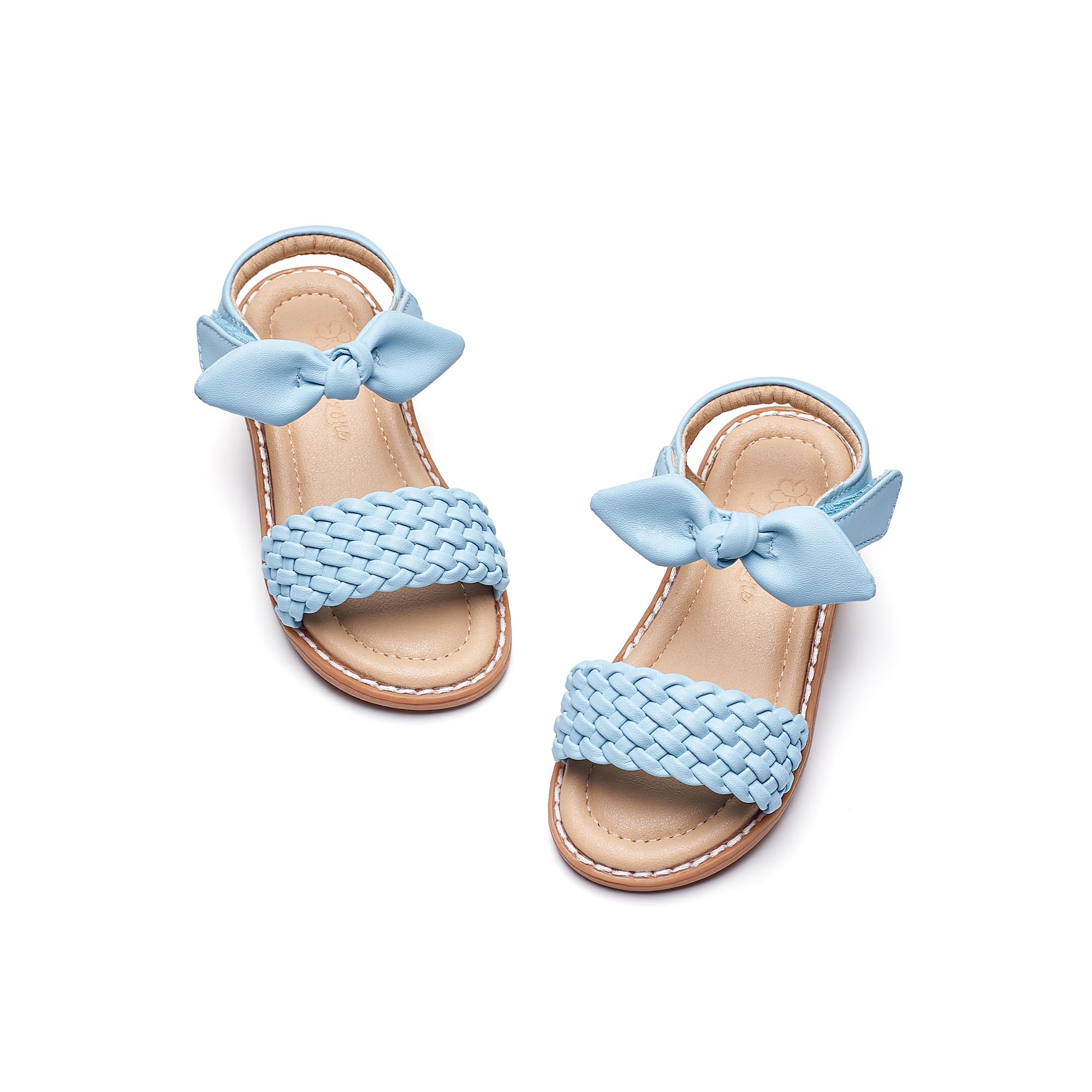 Flaryzone Toddler Girls Sandals Open Toe Flats Flower Girl Dress Shoes