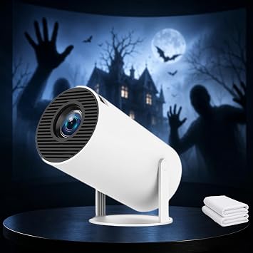 Halloween Window Projector with WiFi & Bluetooth,WhiteWith curtains