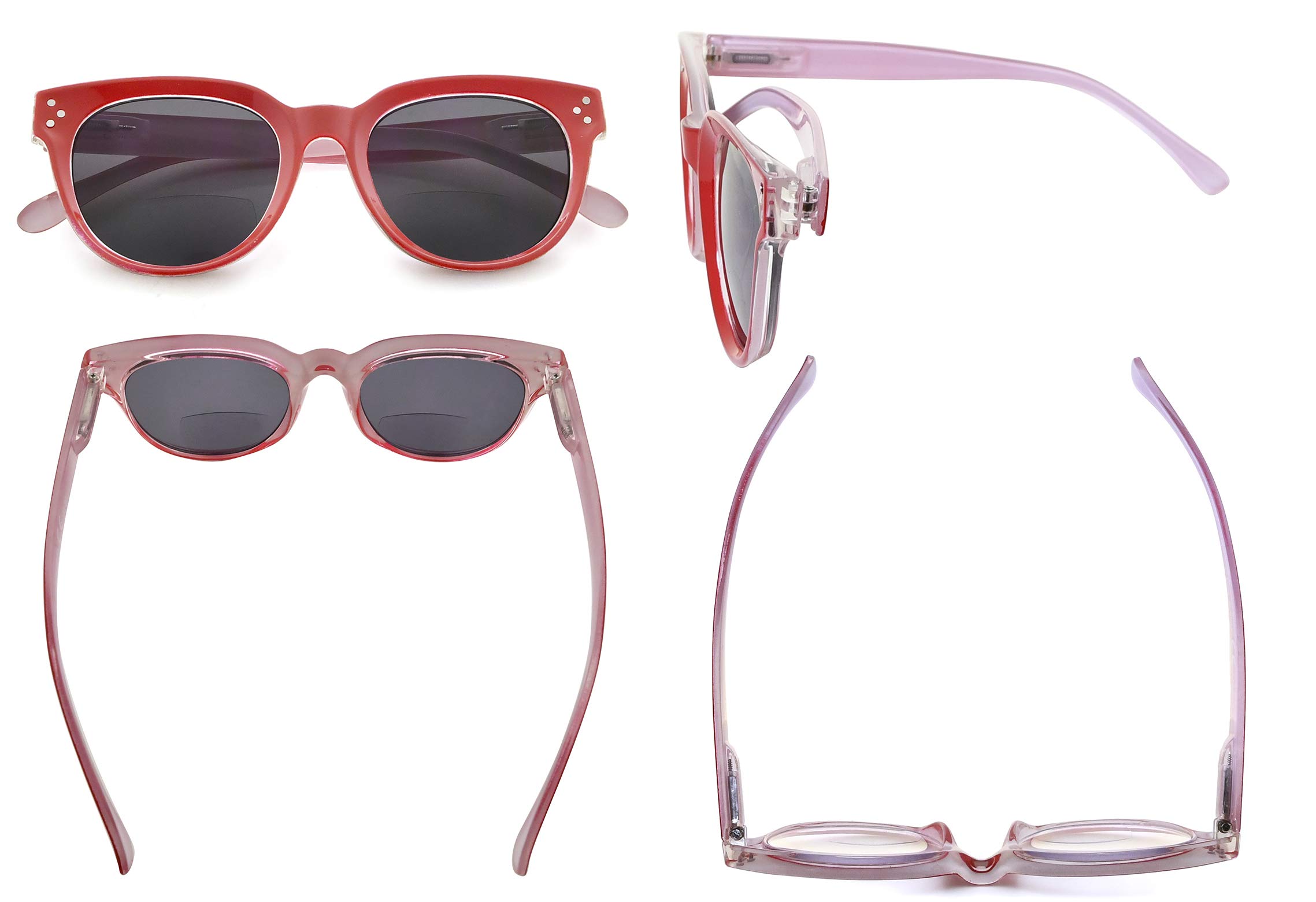 Eyekepper Bifocal Glasses for Women Reading under the Sun Stylish Bifocal Readers Tinted Lens - Red +2.00 - Image 2