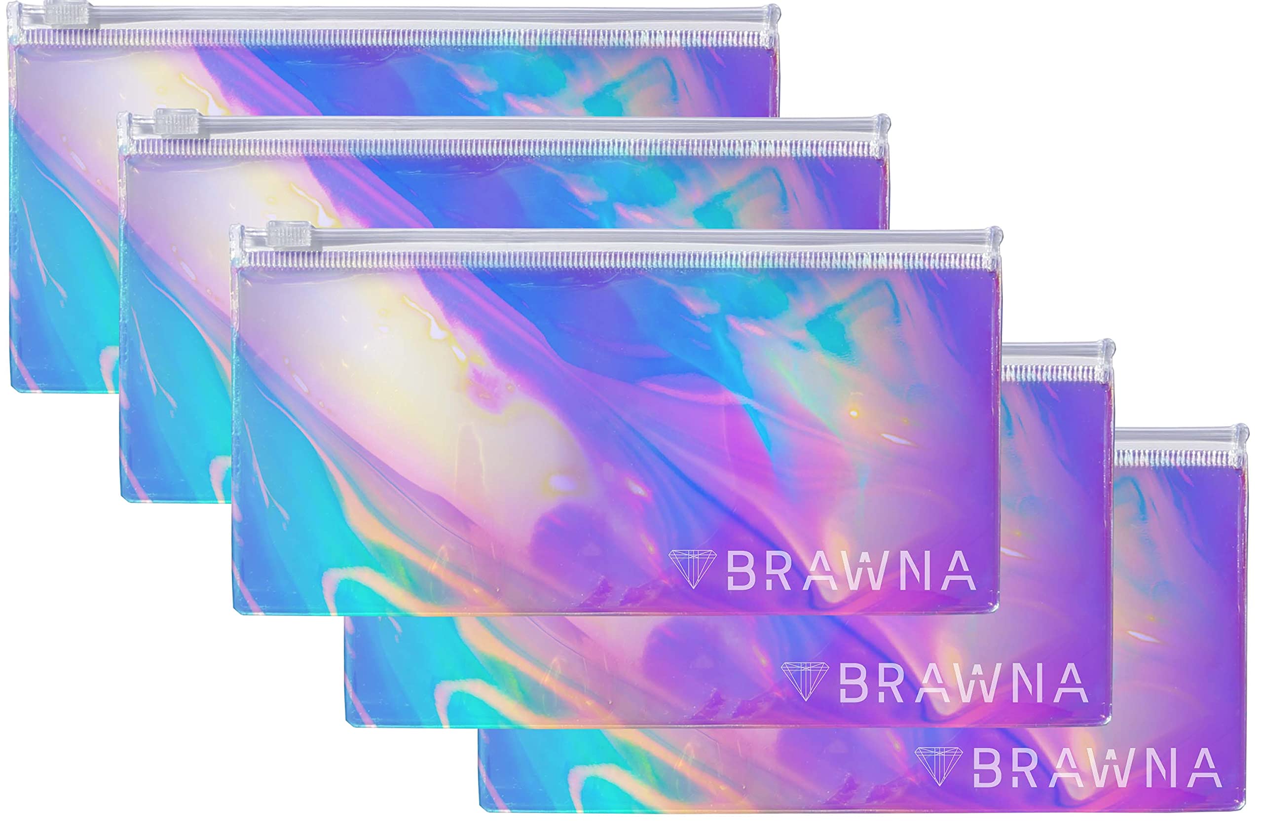 Brawna Holographic Makeup Bag Clear Transparent Iridescent Cosmetic Bag  Clutch | Desertcart Seychelles, image size:2560x1679