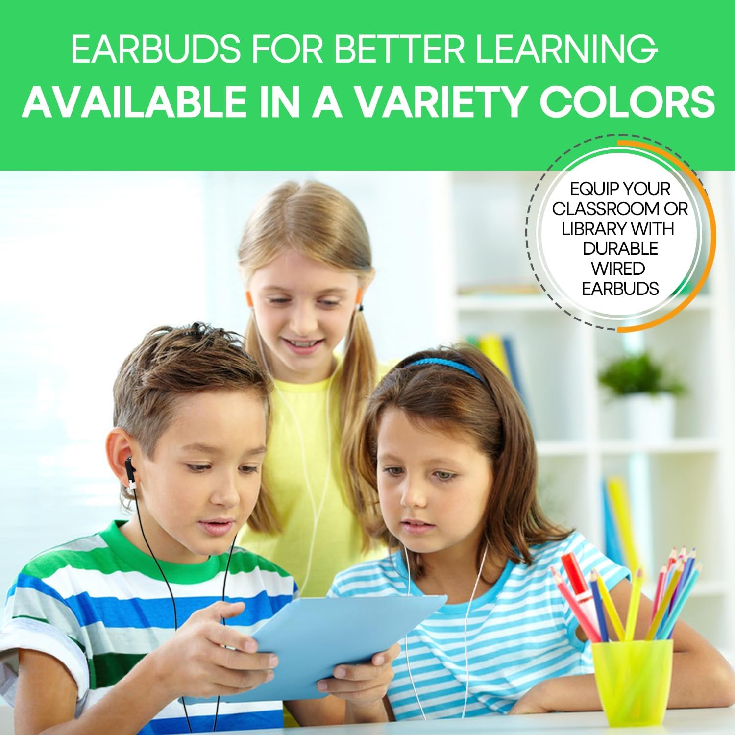 200 Packs Classroom Earbuds Bulk Headphones for Kids School Students Children, Wholesale Class Set Durable Earphones, Individually Bagged (200 Black)