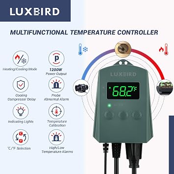 LUXBIRD LB-1SC Temperature Controller with 4 Pack Daisy Chain Heating Mat Combo
