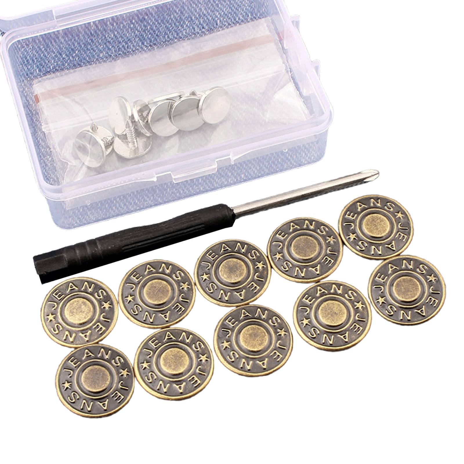 PURPLELILY 10 Pcs Jeans Buttons Metal 17mm Waistband Button Trousers Replacement Buttons Without Sewing for Jeans Pants