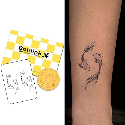 Temporary Tattoos for Women Men, Semi Permanent Tattoo Stickers, Realistic Henna Style Temp Tattoos, Waterproof Non-Reflective Tattoo Temporary, Lasts 7-15 Days, Unique Pisces Design.