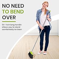 Vista 6 de Green Indoor Broom 54" Long Handle House Broom for Floor Cleaning Sweeping Broom for Kitchen, Garage, Lobby, Patio and Garden