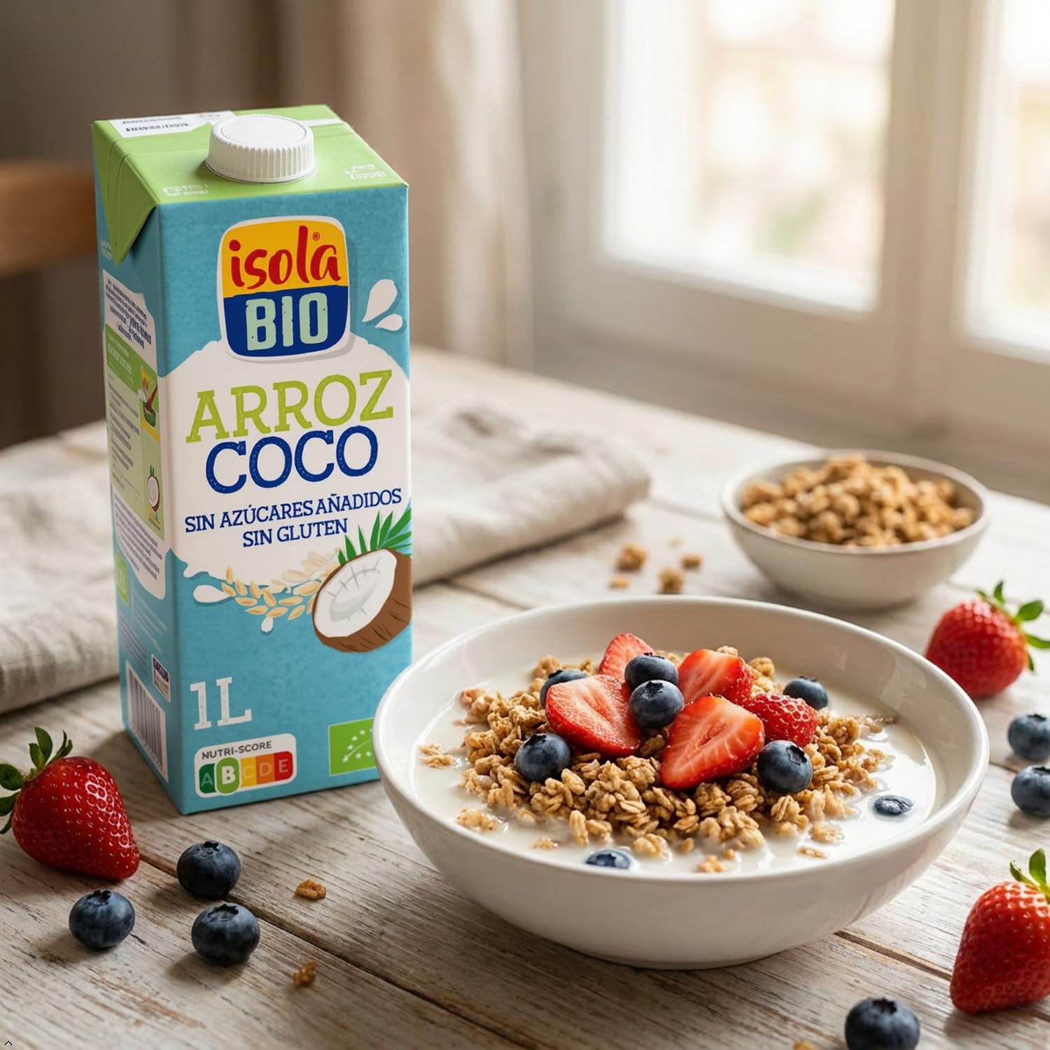 Bebida Ecológica Vegetal de Arroz y Coco 1L Pack 6 Sin Azúcar Añadido Sin Gluten