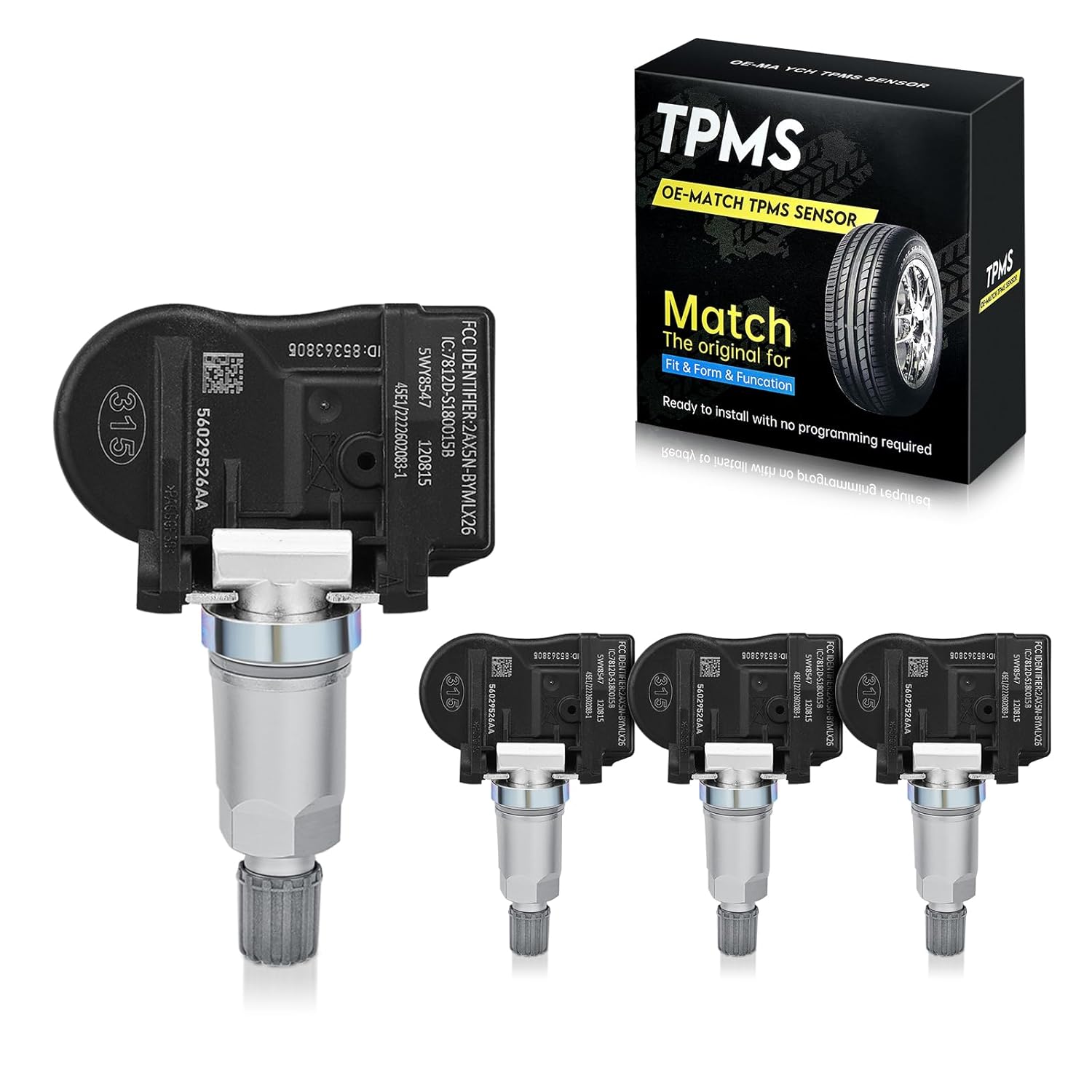 BDFHYK OEM TPMS Sensor 315Mhz Tire Pressure Monitoring System Sensor Compatible with 2005-2014 Jeep Chrysler Dodge Mitsubishi, Wrangler Liberty Grand Cherokee Charger 200 300, 68001696AB, 56029465AB