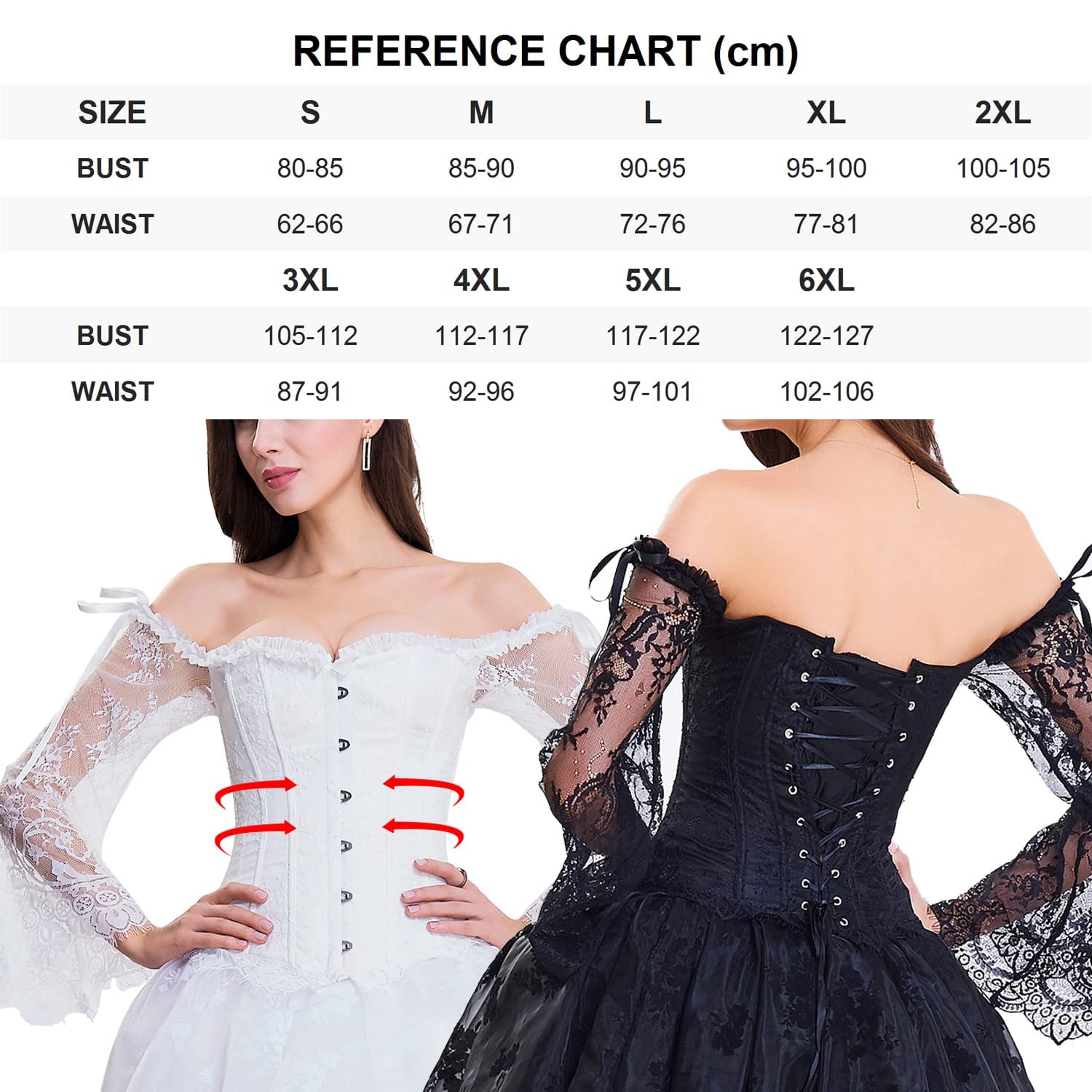 ZOOMA Corsetto sexy da donna, Top corpetto da donna, con corsetto in vita con maniche, camicia tradizionale con camicetta dirndl corsetto bustier